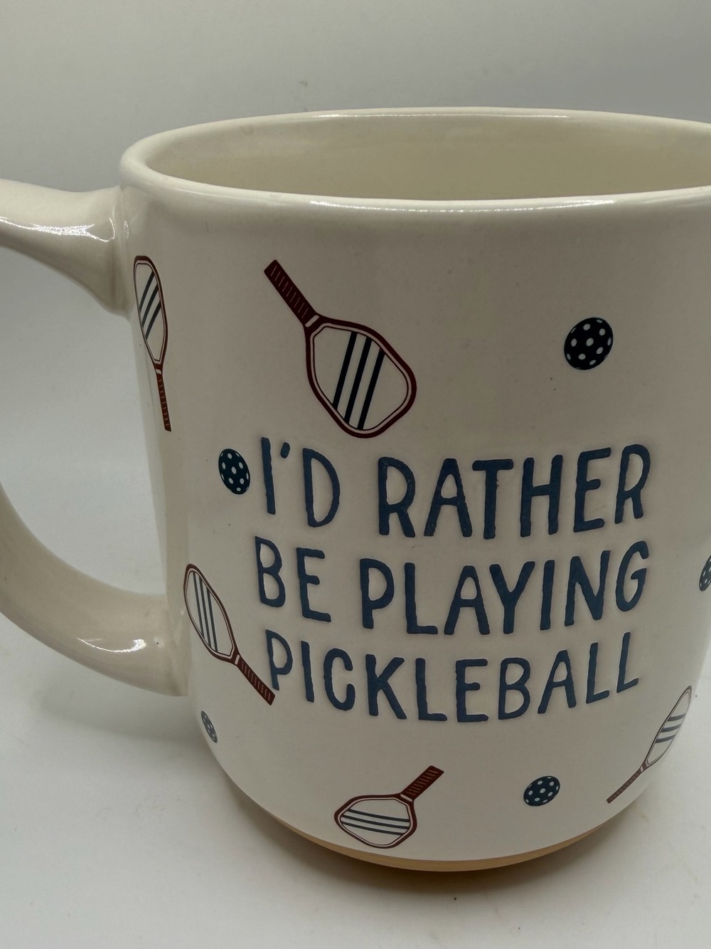 Cream color Pickleball Ceramic Mug - I'd Rather Be Playing Pickleball drink cup